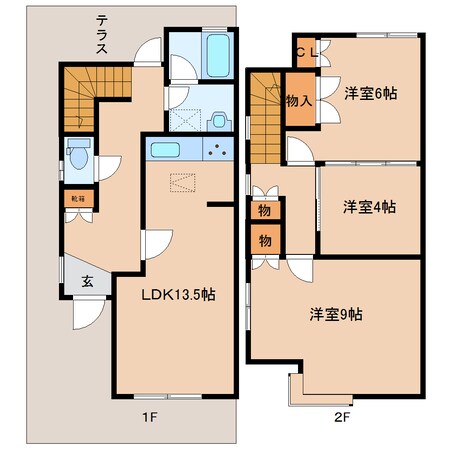 高の原駅 徒歩16分 1-2階の物件間取画像